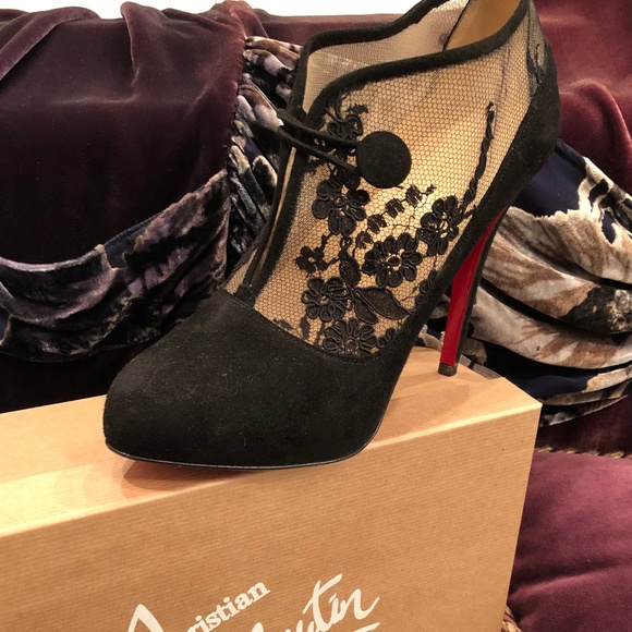 Christian Louboutin Shoes - Louboutin Black & Nude Suede Booties
